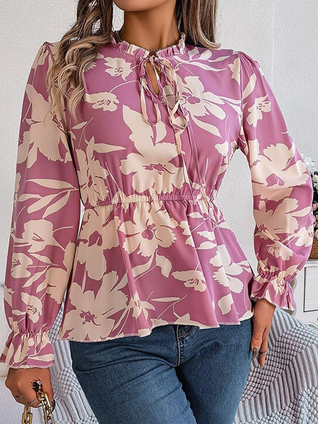 stylecast floral print tie-up neck top