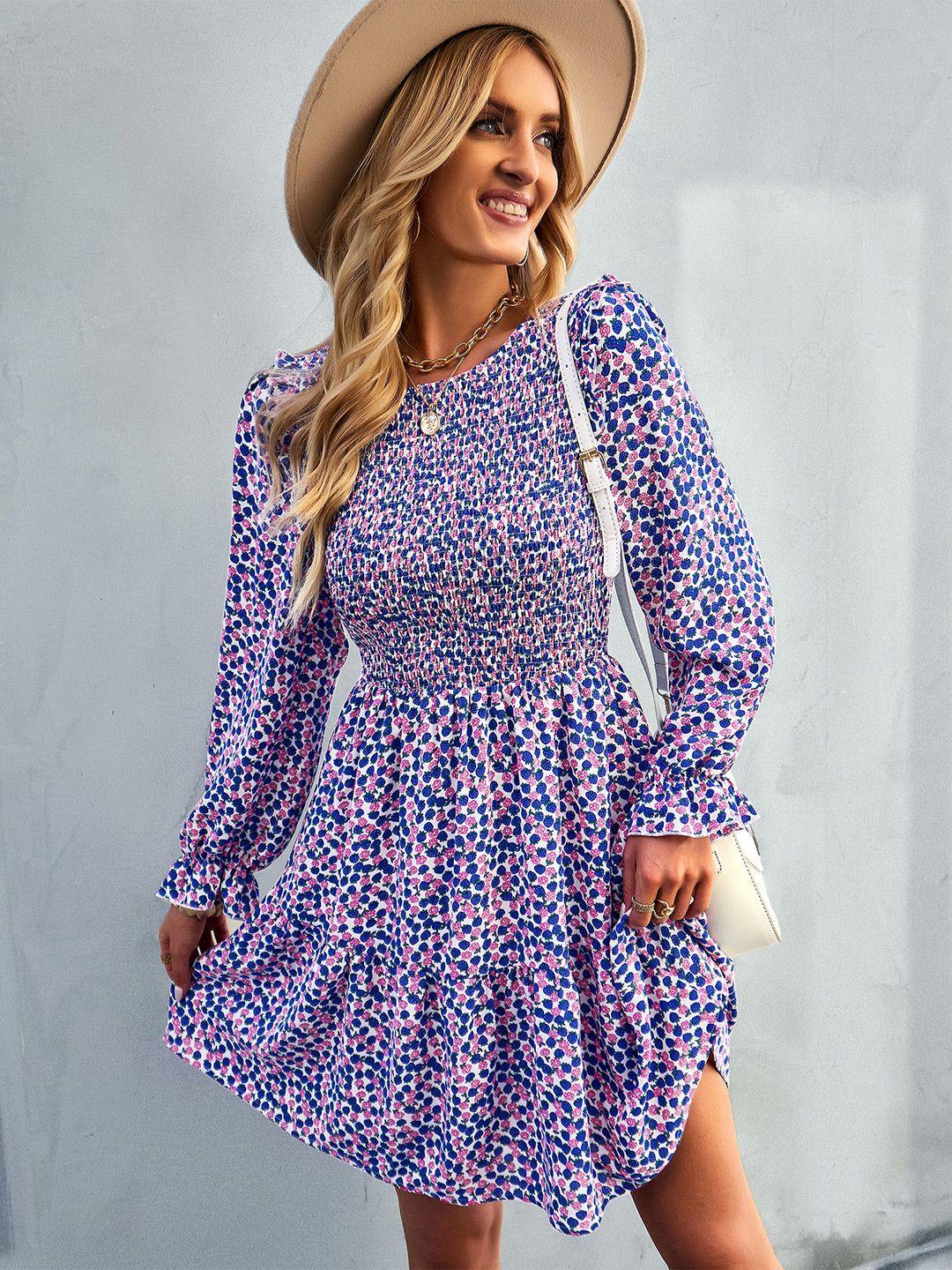stylecast floral printed bell sleeves fit & flare dress