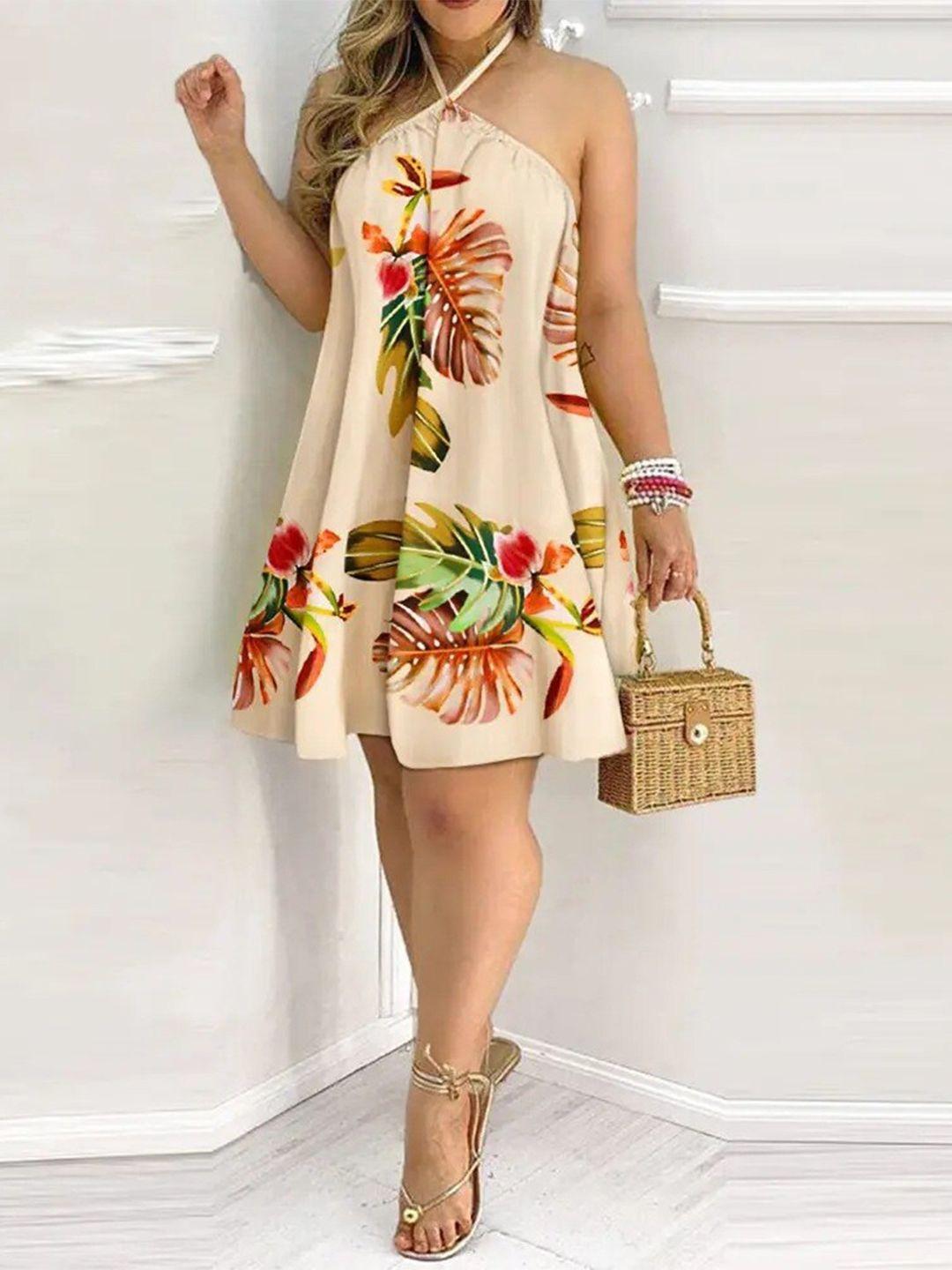 stylecast floral printed halter neck a-line dress