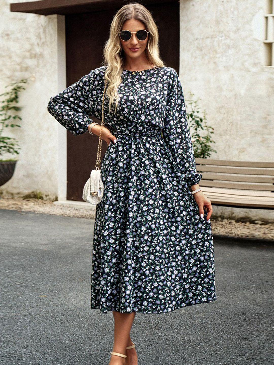 stylecast floral printed puff sleeves fit & flare dress