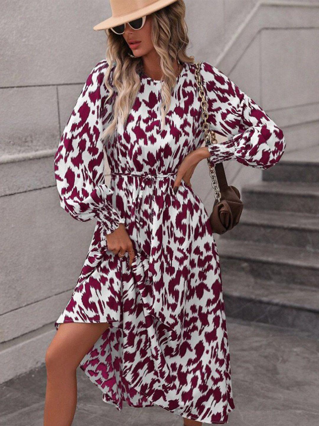 stylecast floral printed round neck long sleeves dress