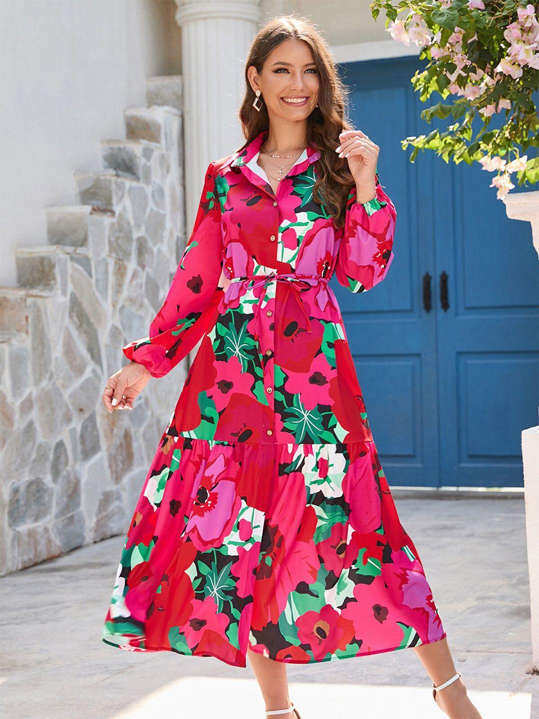 stylecast floral printed shirt midi dress