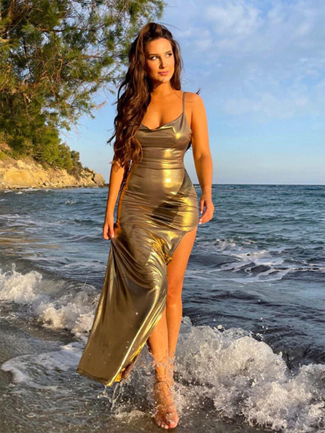 stylecast gold-toned bodycon maxi dress