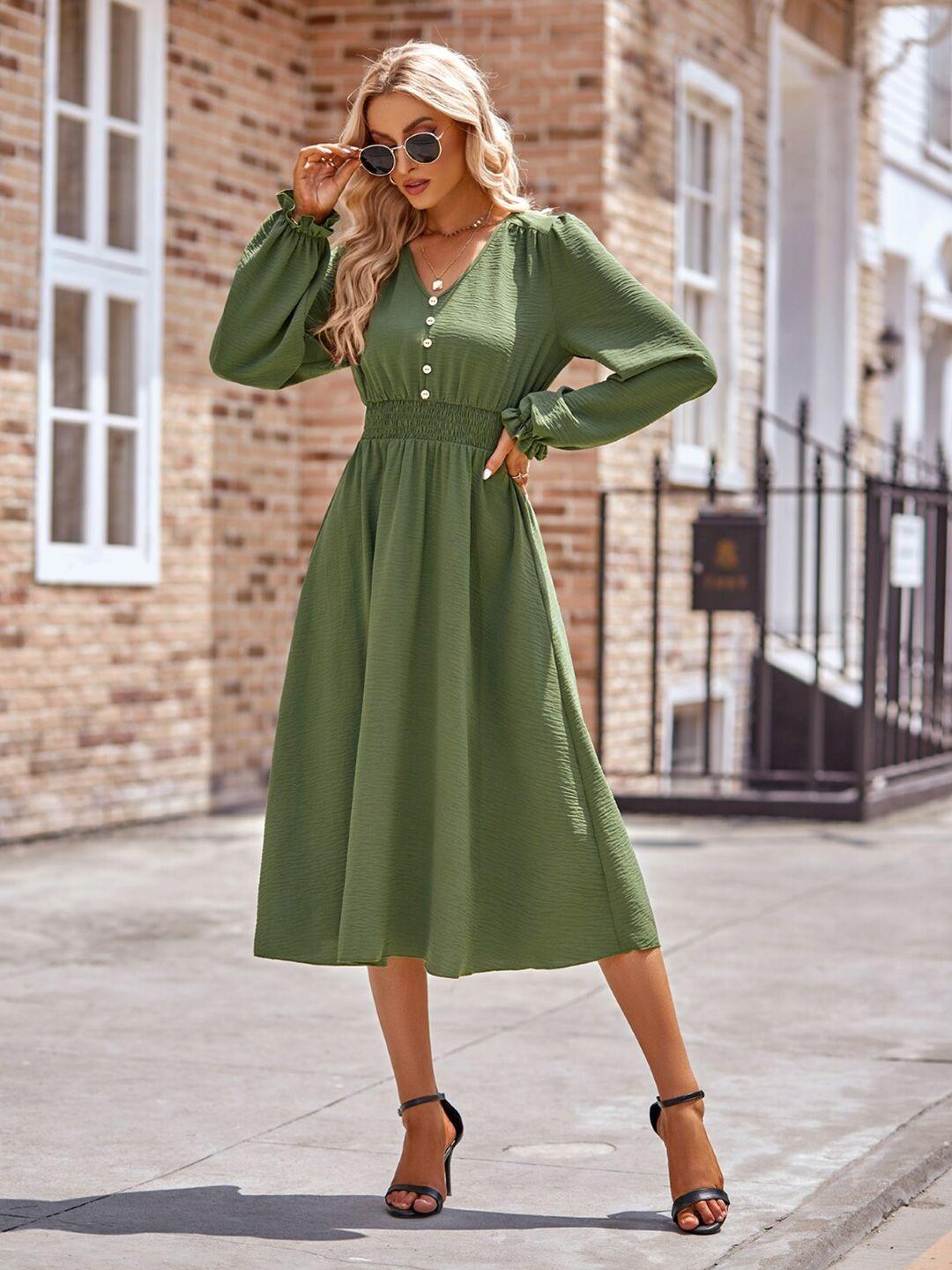 stylecast green a-line midi dress