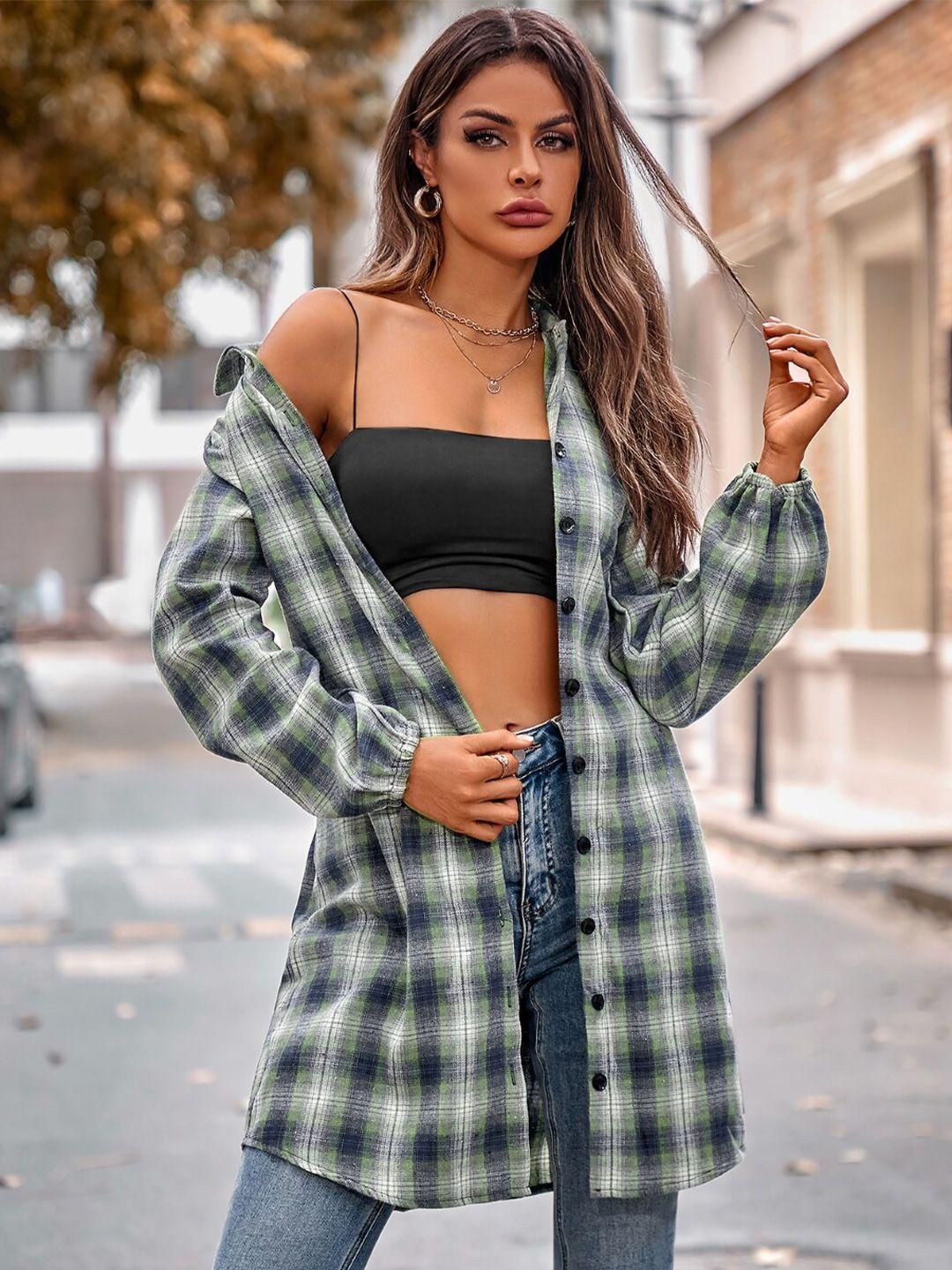 stylecast green checked shirt style top