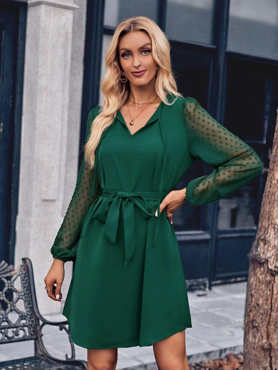 stylecast green fit & flare dress