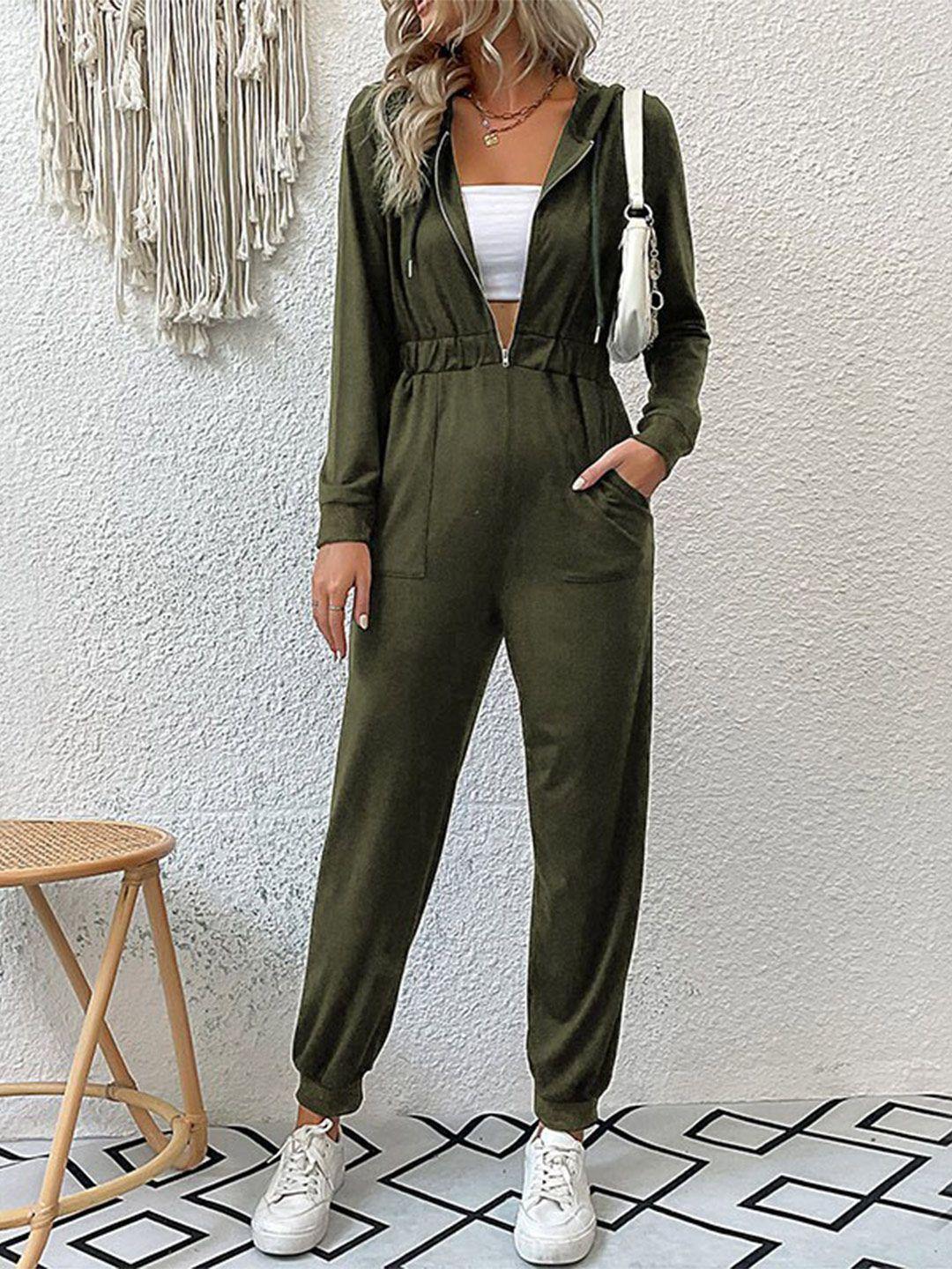 stylecast green hooded basic jumpsuit