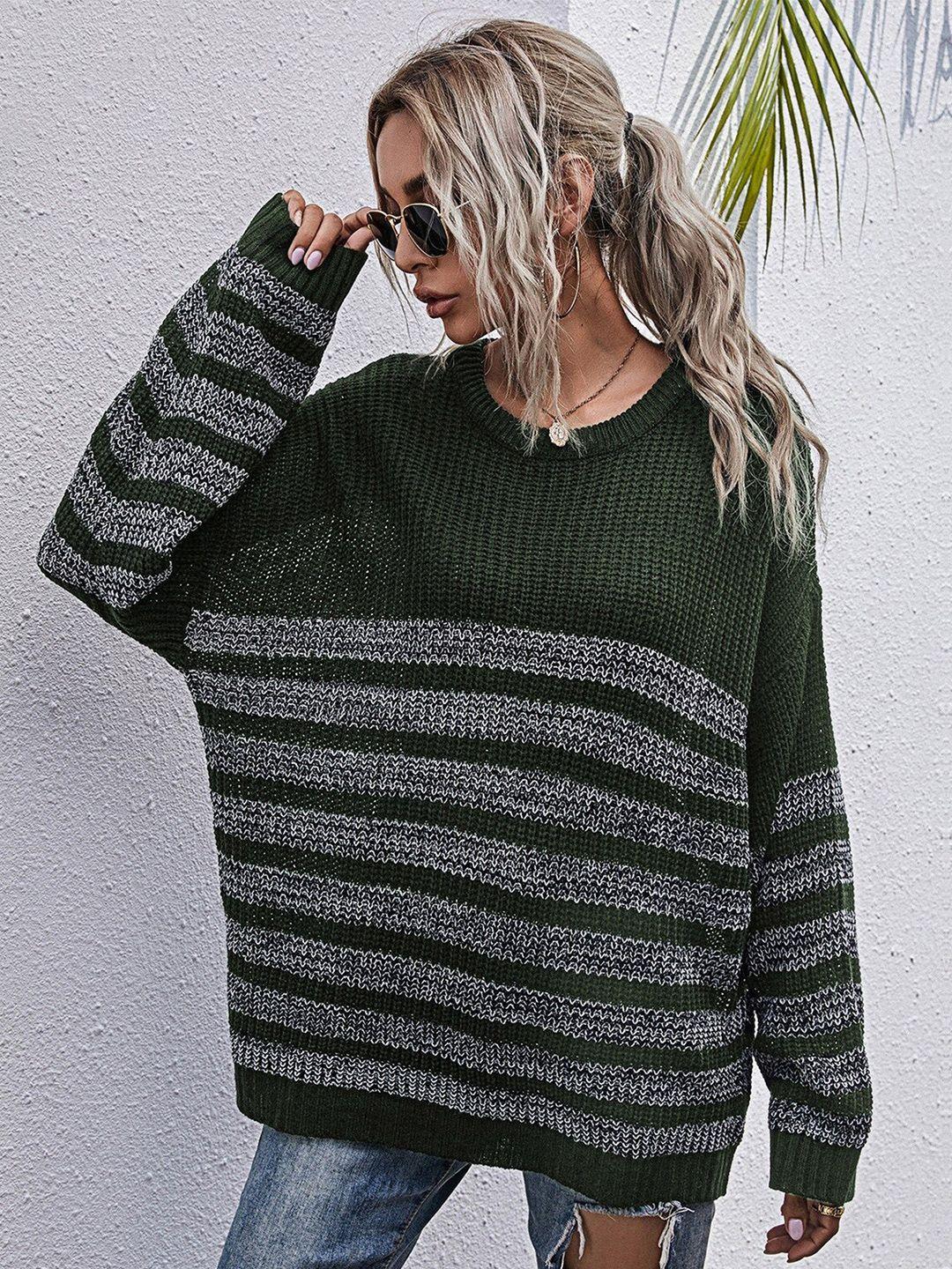 stylecast green horizontal stripes longline top