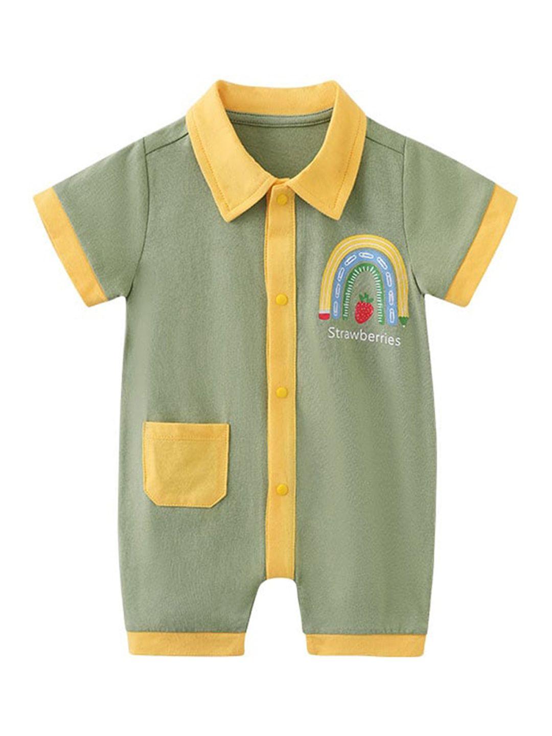 stylecast green infant boys printed cotton rompers