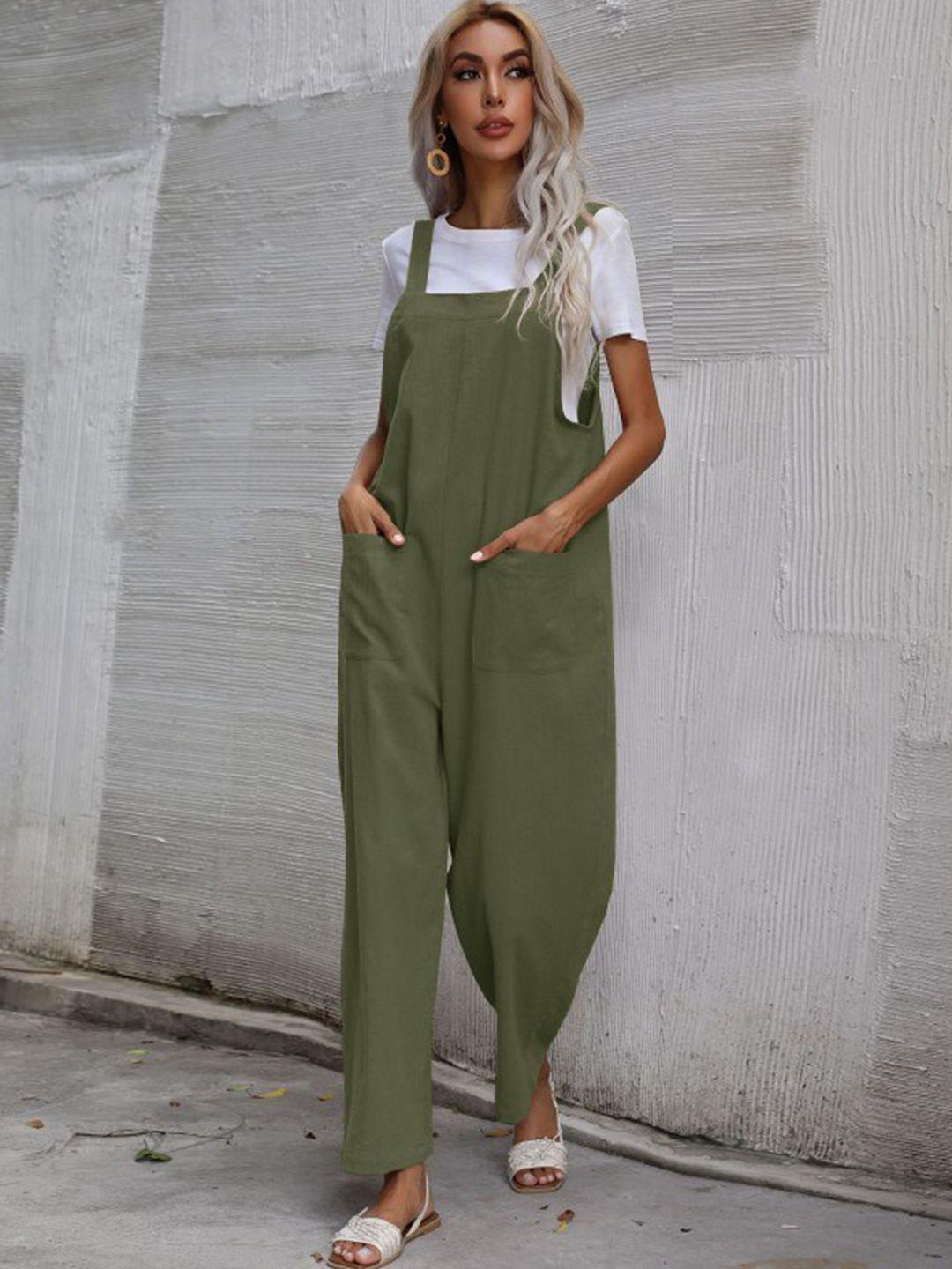 stylecast green shoulder straps basic jumpsuit