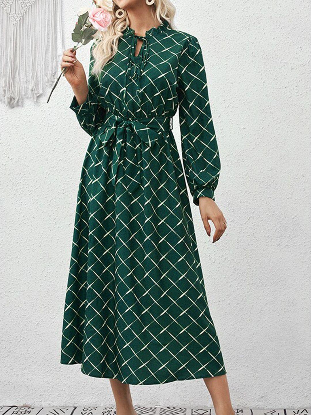 stylecast green striped tie-up neck maxi dress