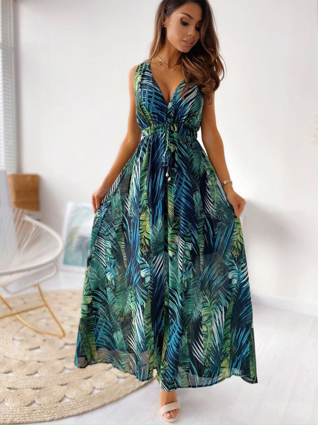 stylecast green tropical printed maxi dress