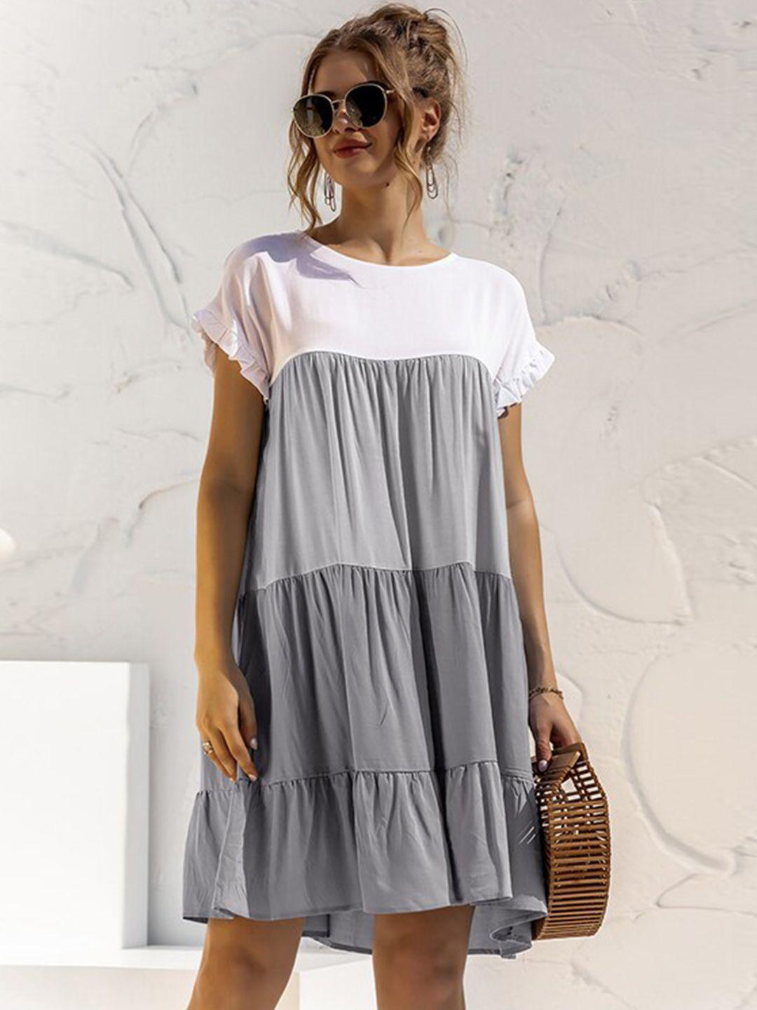 stylecast grey colourblocked layered t-shirt dress