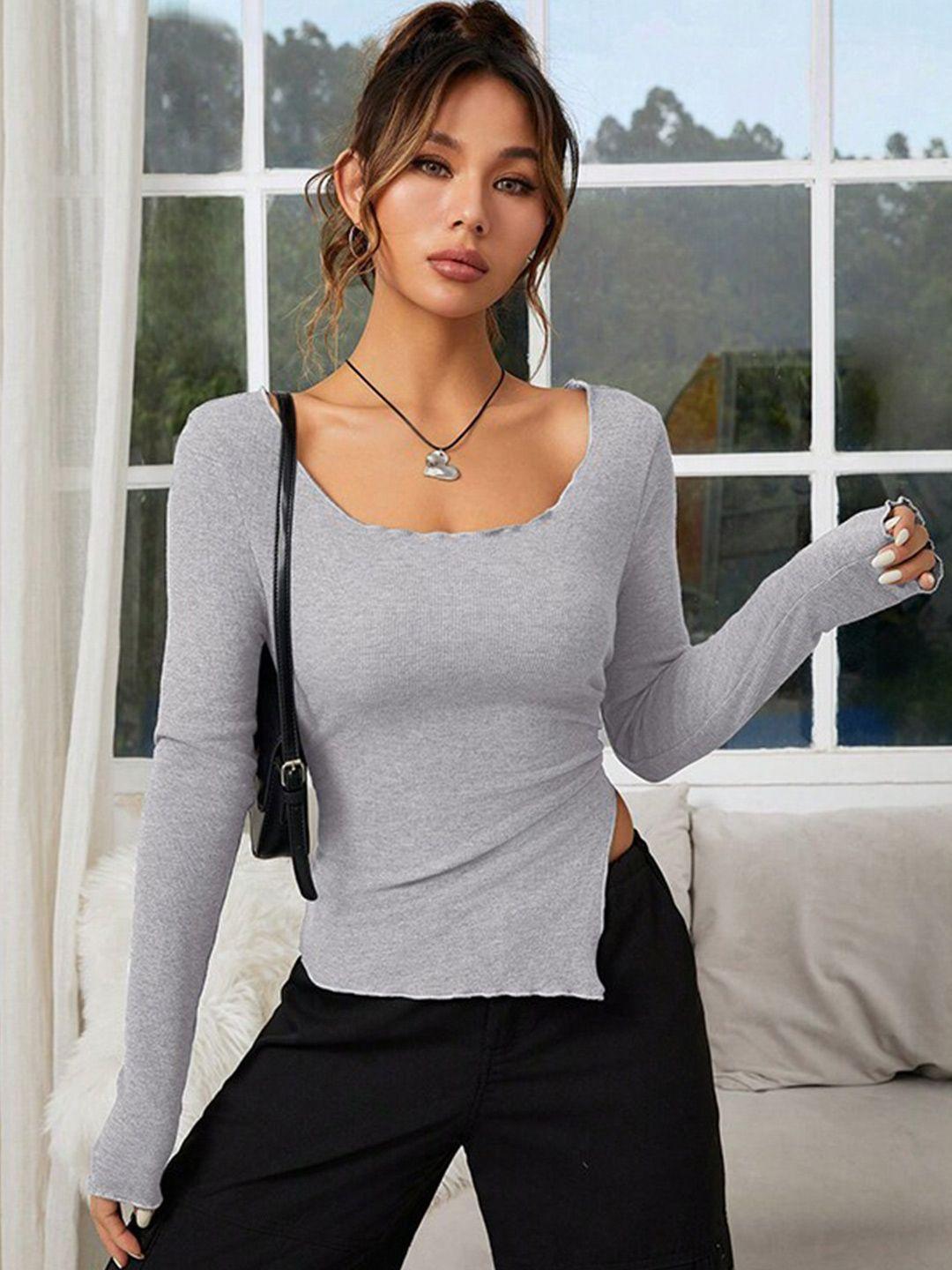 stylecast grey extended sleeves top