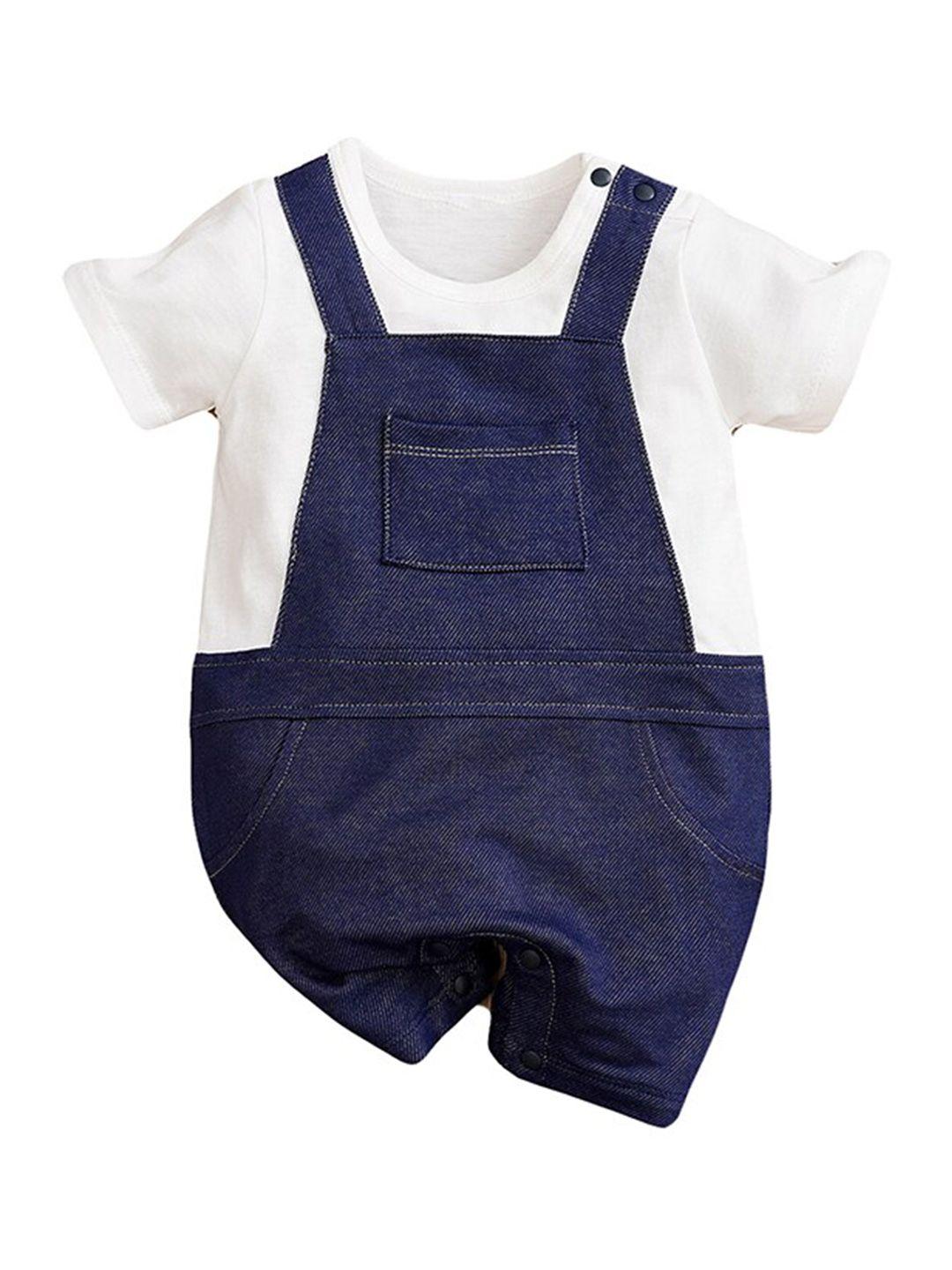 stylecast infant blue & white cotton rompers