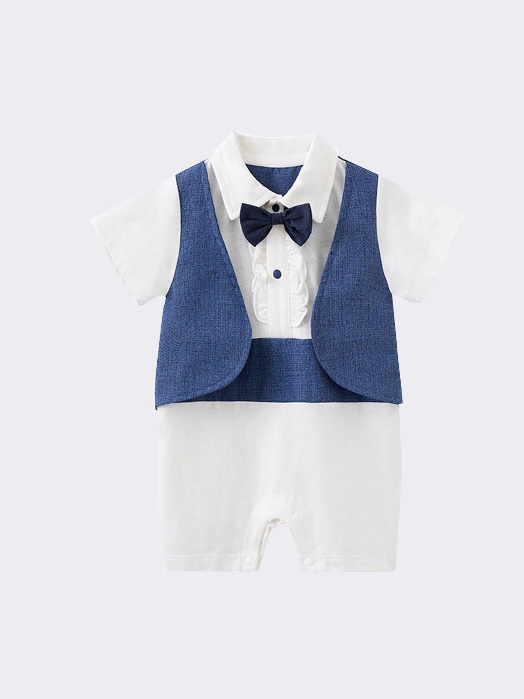 stylecast infant boys blue shirt collar pure cotton rompers