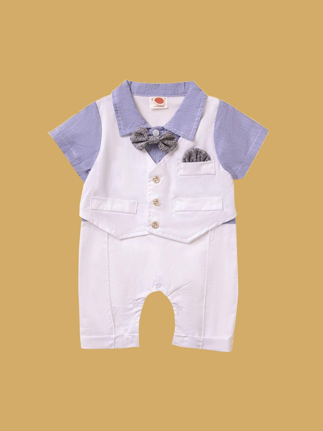 stylecast infant boys blue striped  cotton rompers