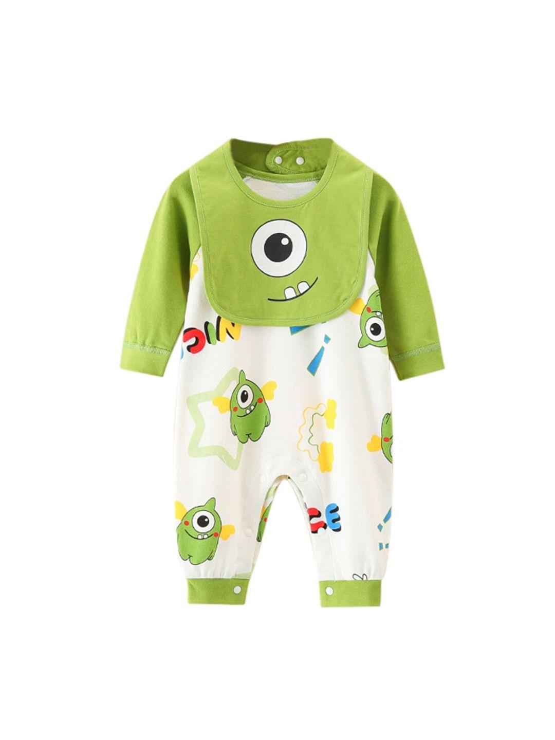 stylecast infant boys green conversational printed cotton rompers