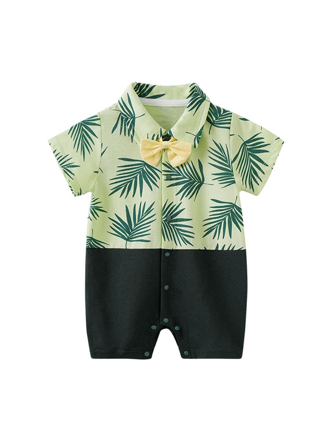 stylecast infant boys green printed cotton rompers