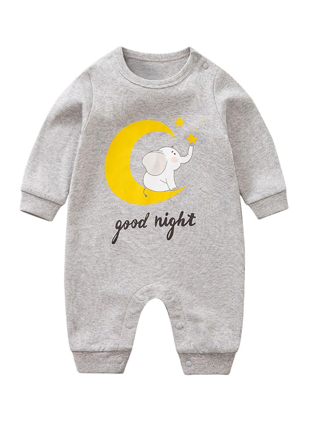 stylecast infant boys grey & yellow graphic printed cotton rompers