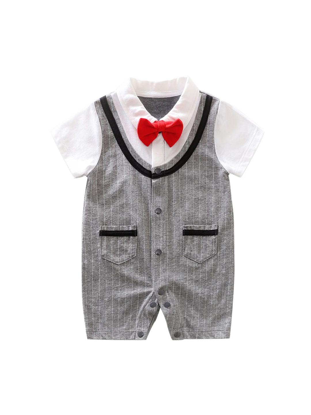 stylecast infant boys grey striped cotton rompers