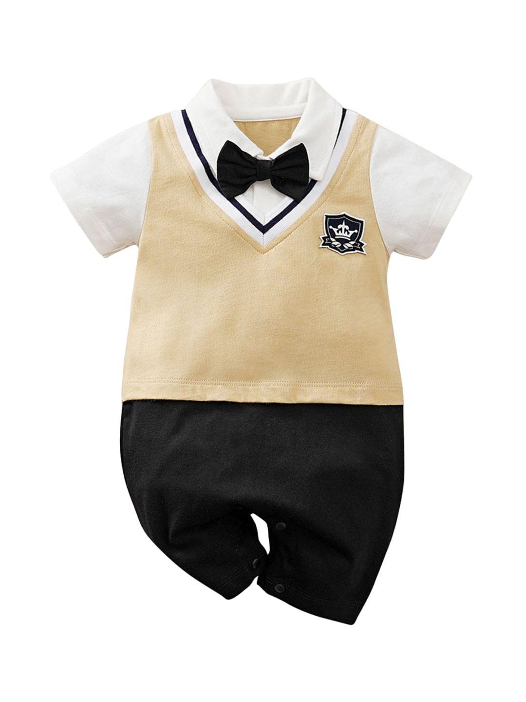 stylecast infant boys printed spread collar cotton rompers