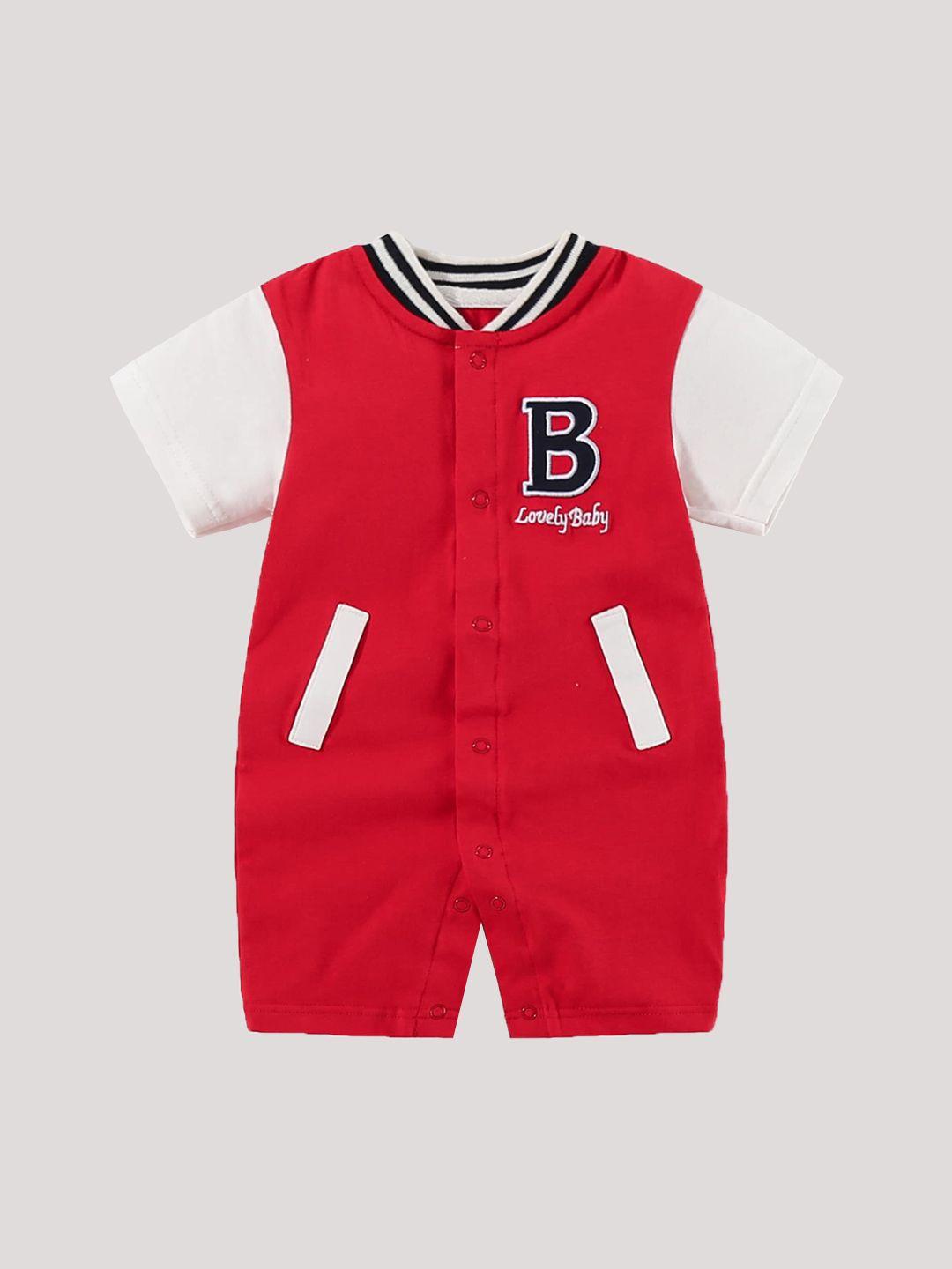 stylecast infant boys red printed cotton rompers