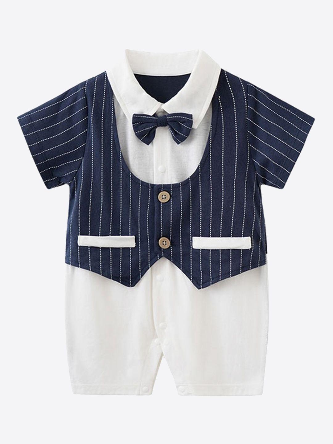 stylecast infant boys striped cotton rompers