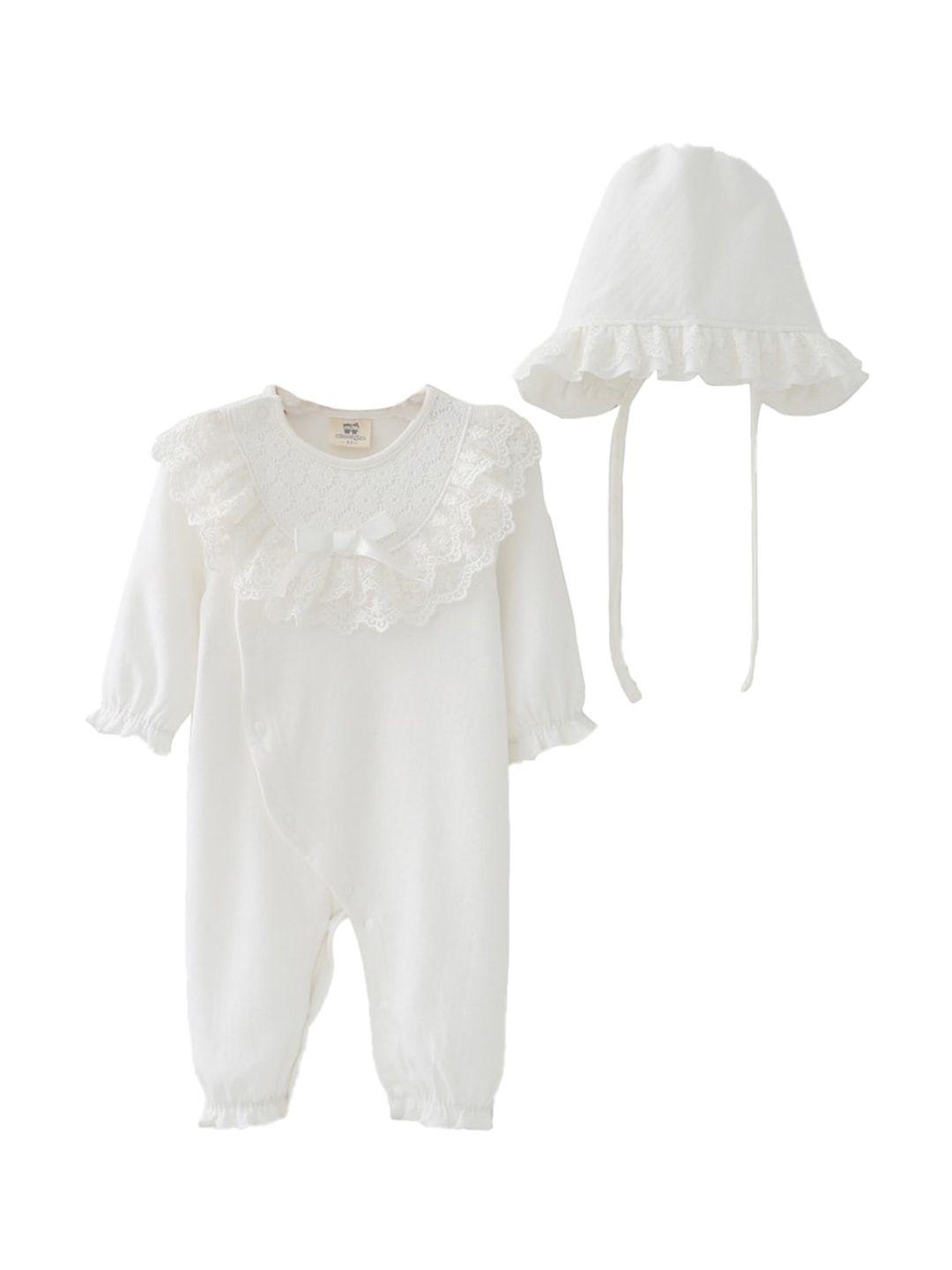 stylecast infant girls white pure cotton rompers