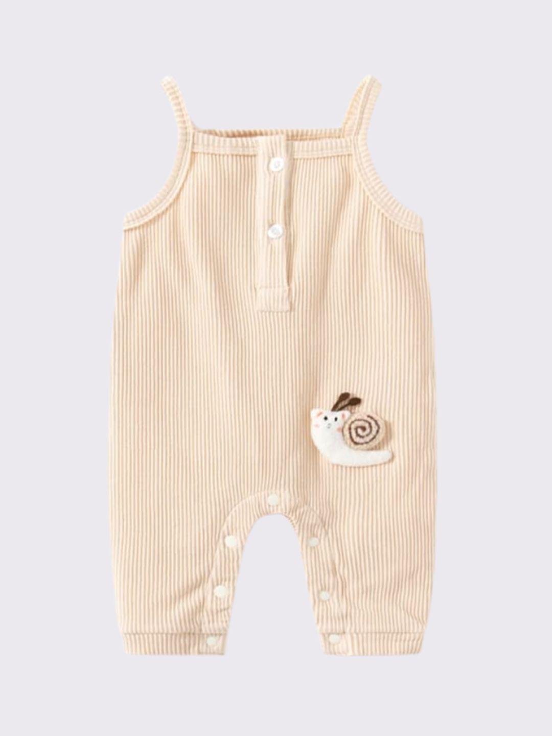 stylecast infants beige striped cotton rompers