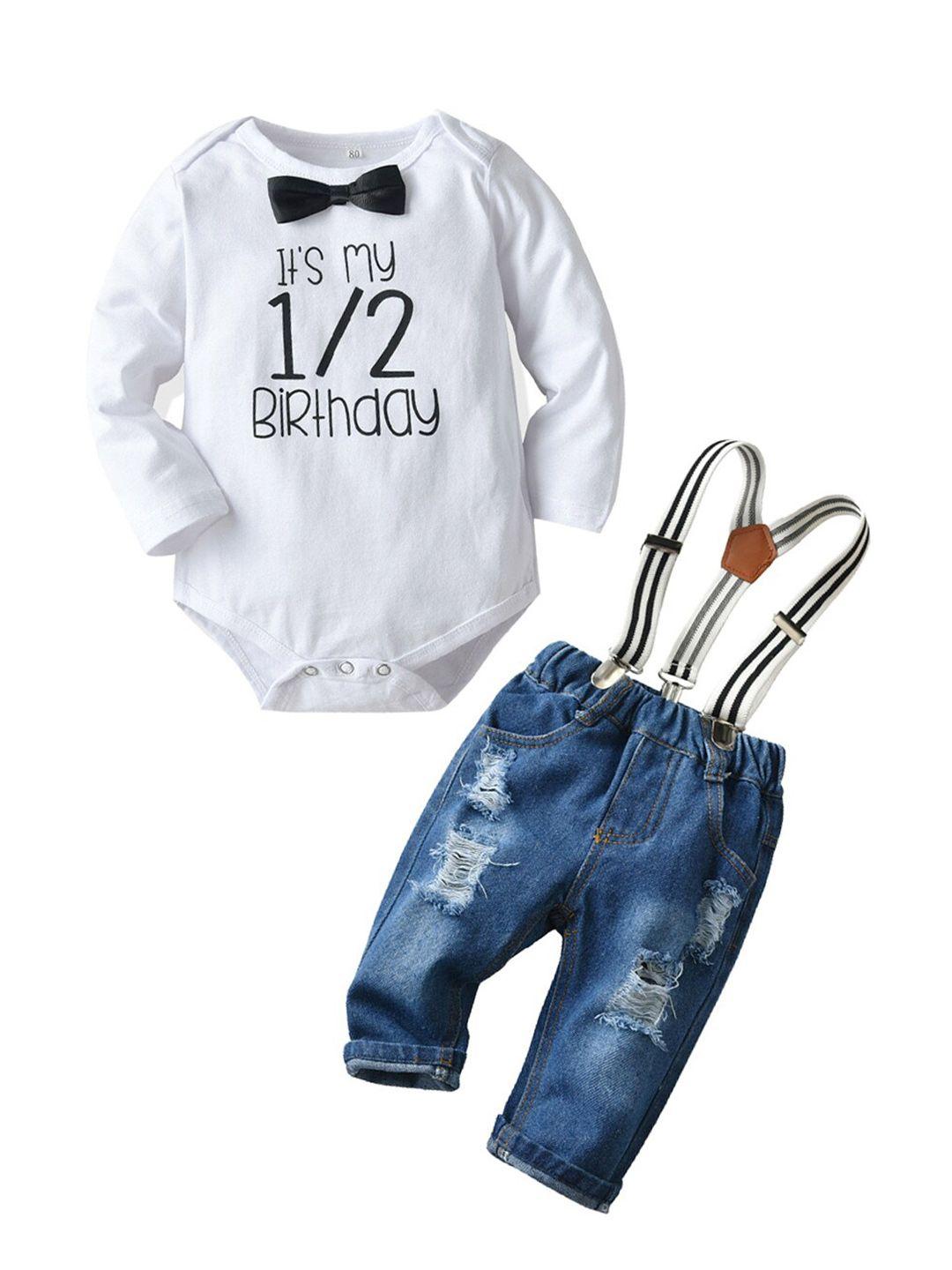 stylecast infants boys typography printed bodysuit with jeans