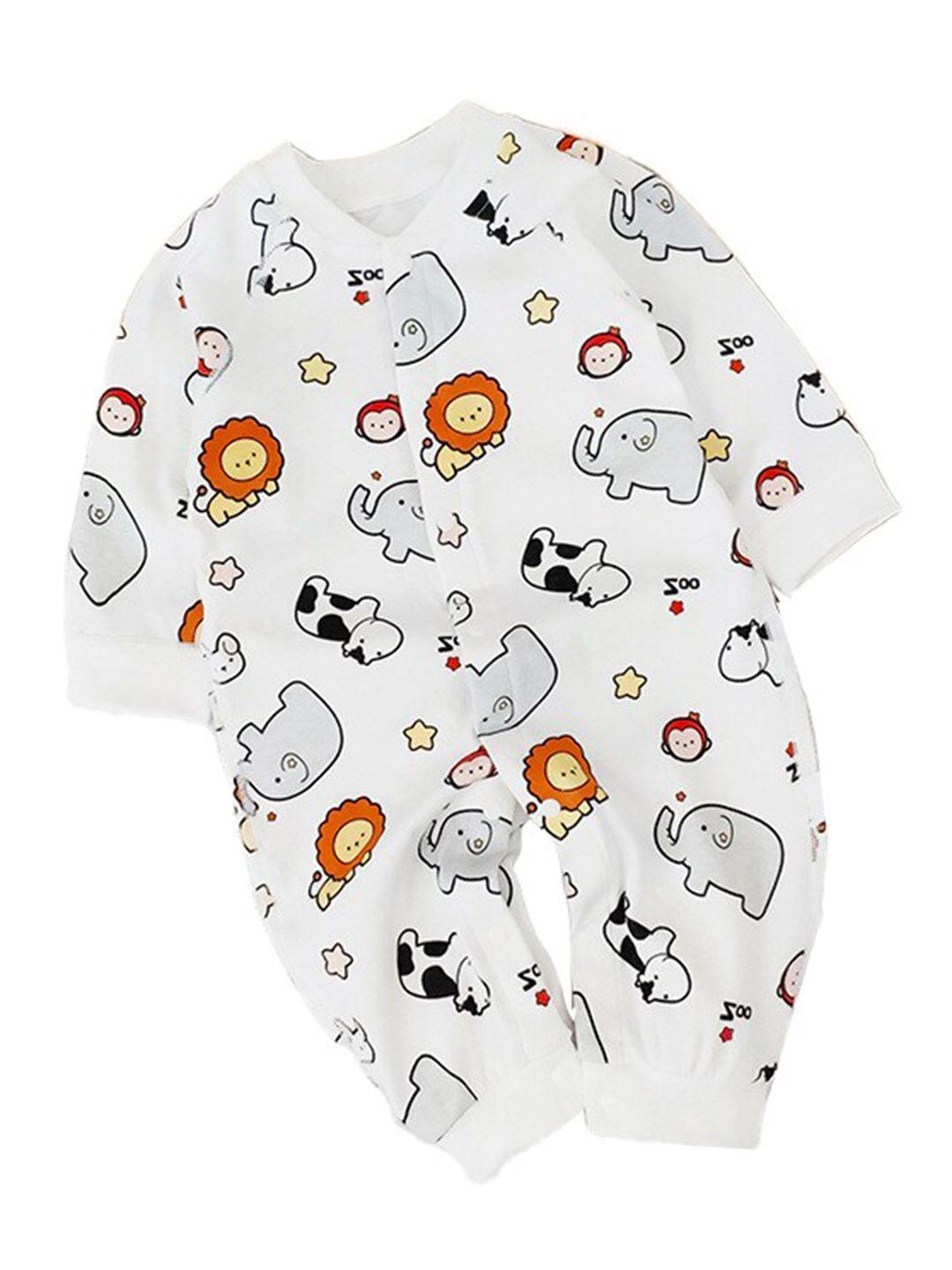 stylecast infants boys white printed cotton rompers