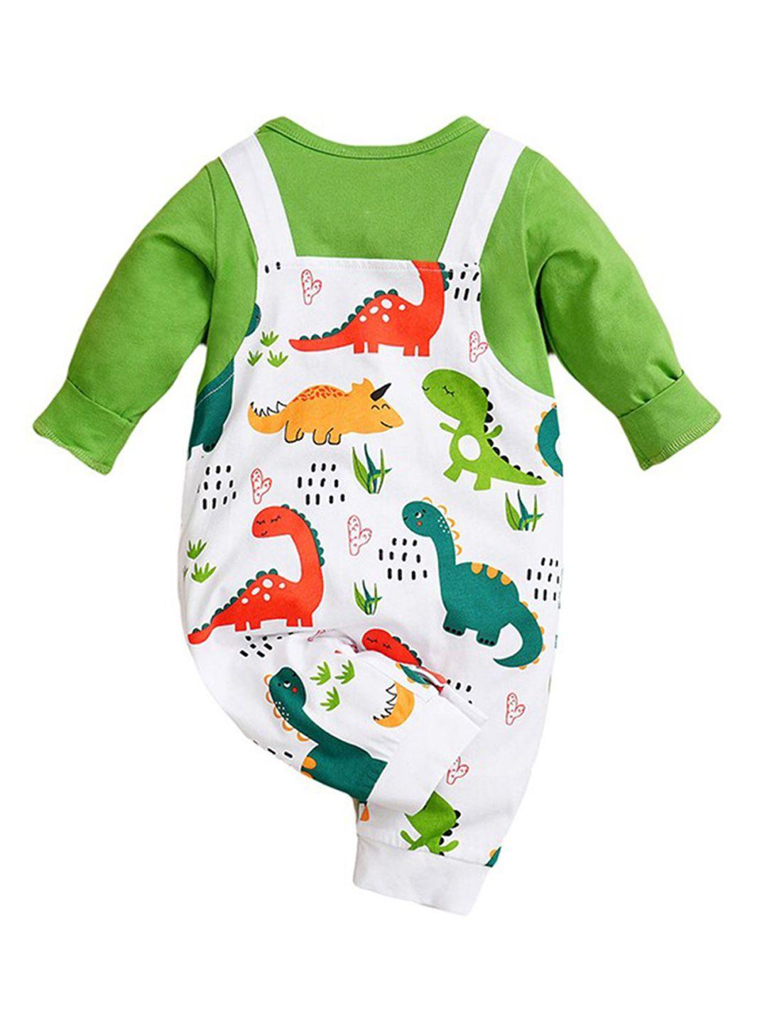 stylecast infants green conversational printed pure cotton rompers
