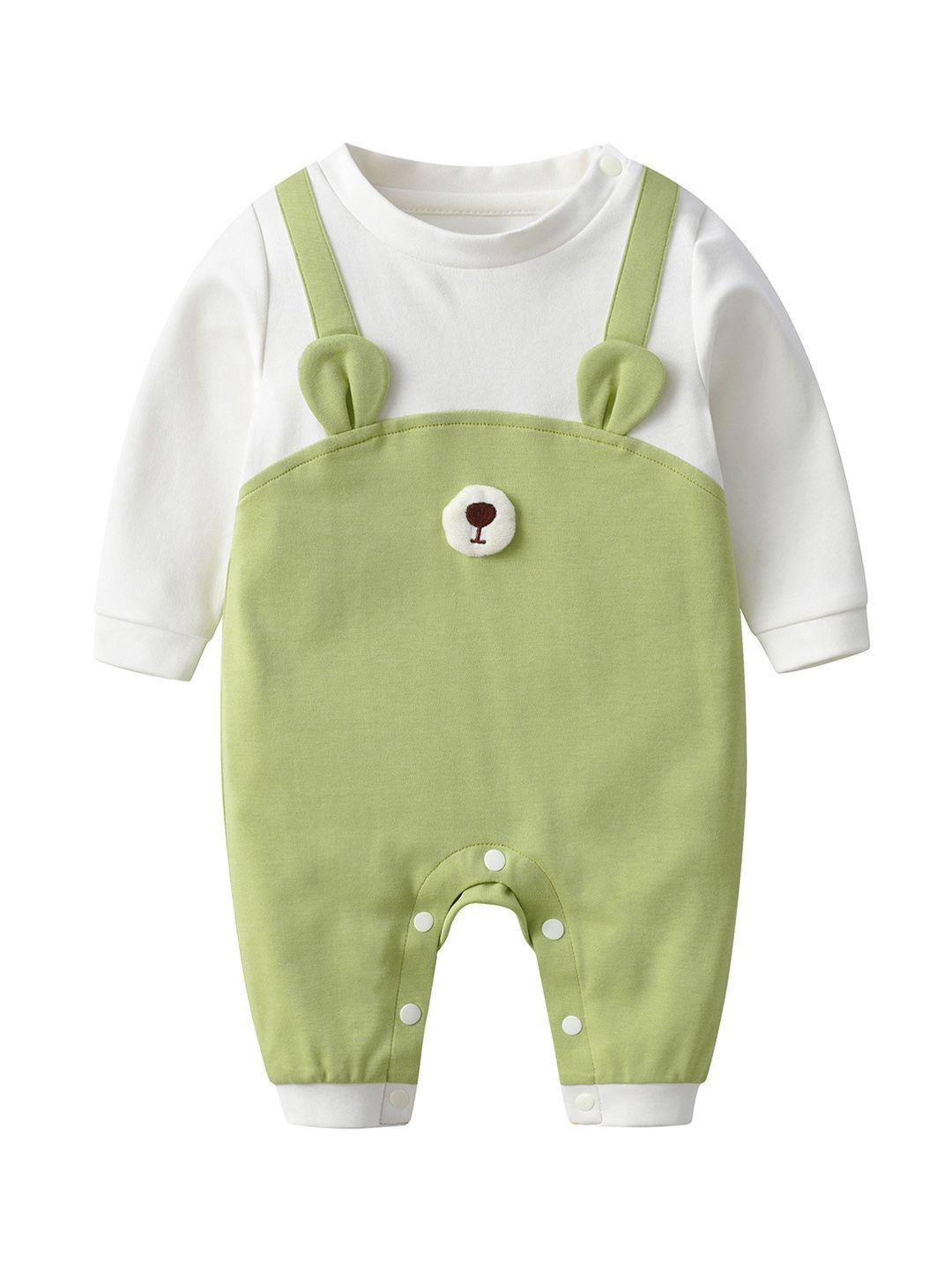 stylecast infants green printed cotton rompers