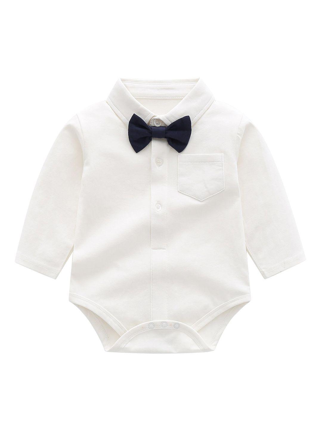 stylecast infants white cotton shirt style bodysuits