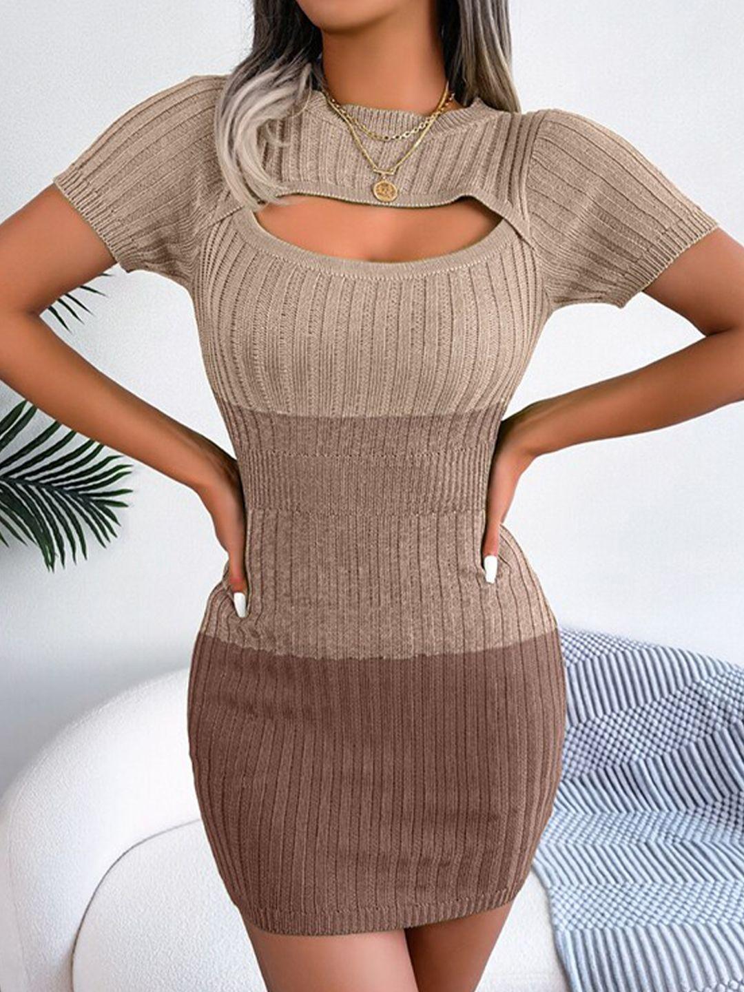 stylecast khaki colourblocked bodycon mini dress