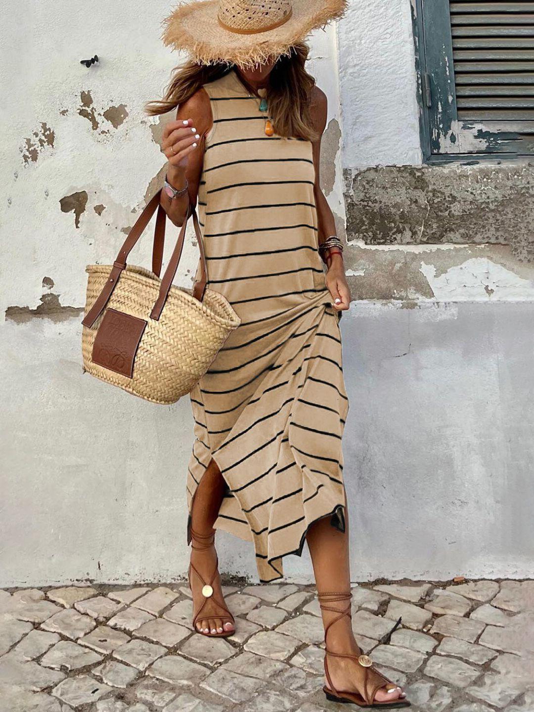 stylecast khaki striped maxi dress