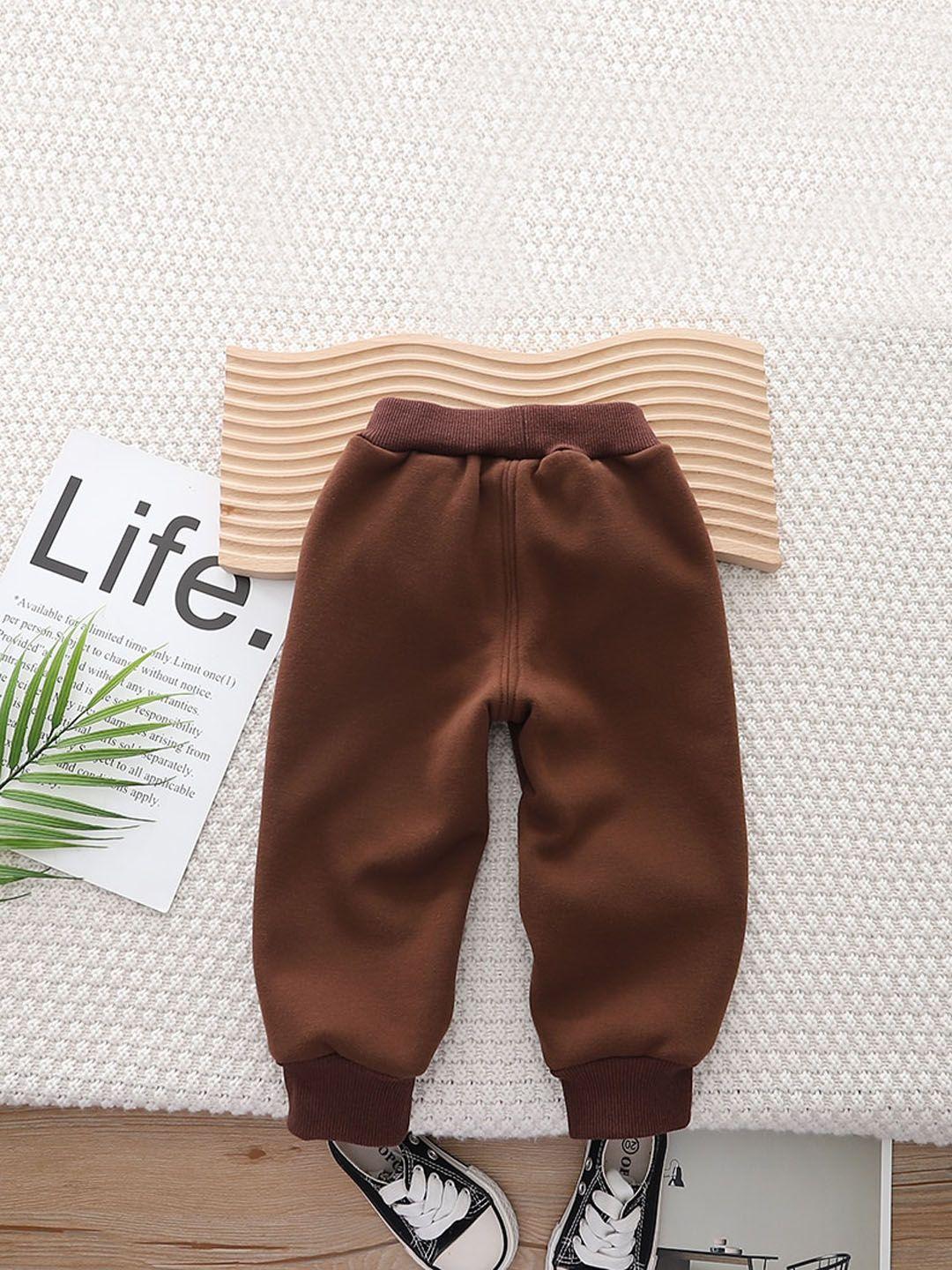 stylecast kids brown easy wash mid-rise cotton joggers