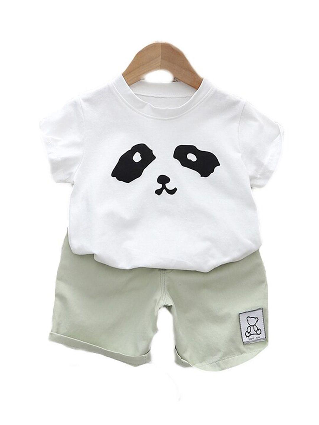 stylecast kids white printed pure cotton t-shirt with shorts clothing set