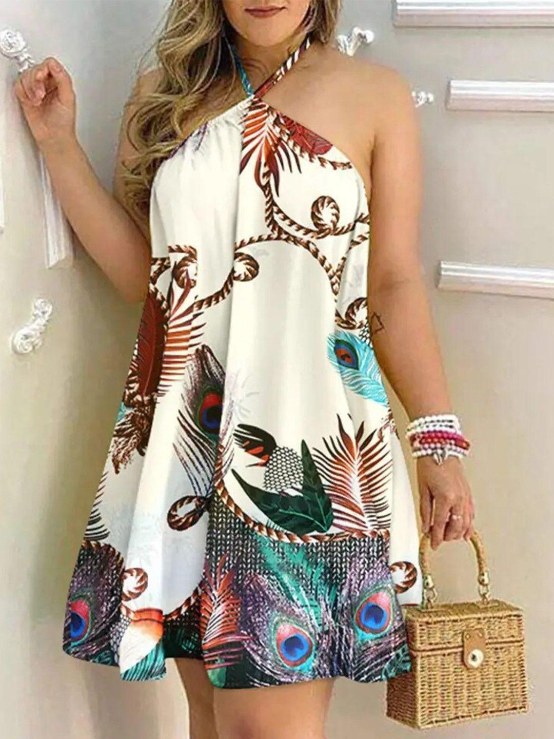 stylecast multicoloured print halter neck a-line dress