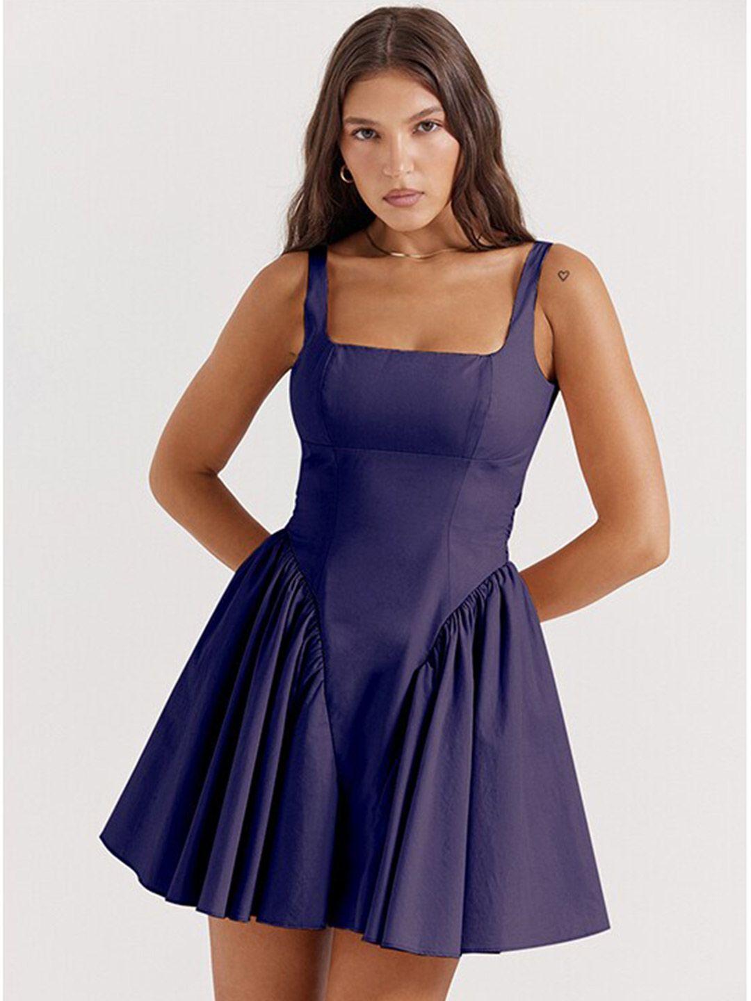 stylecast navy blue fit & flare mini dress