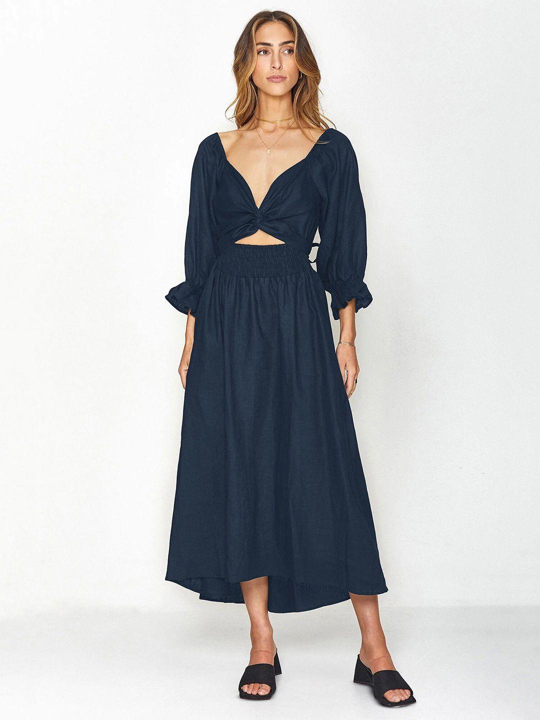 stylecast navy blue puff sleeve maxi dress