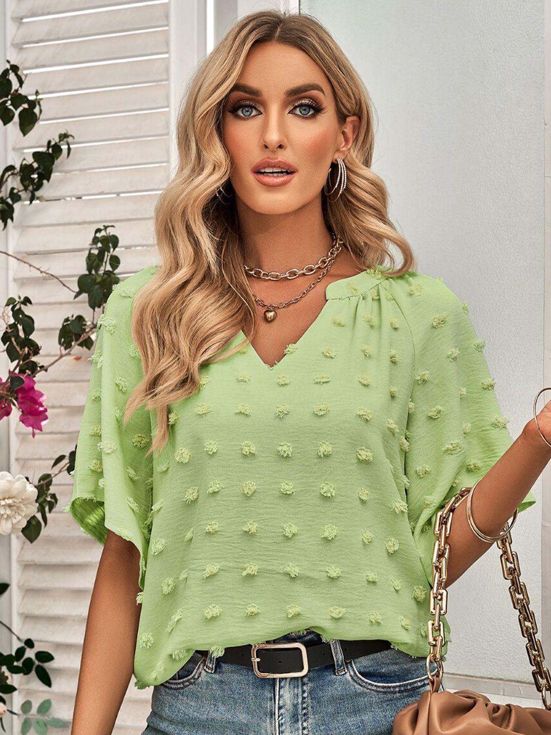 stylecast olive green embellished print flared sleeve top