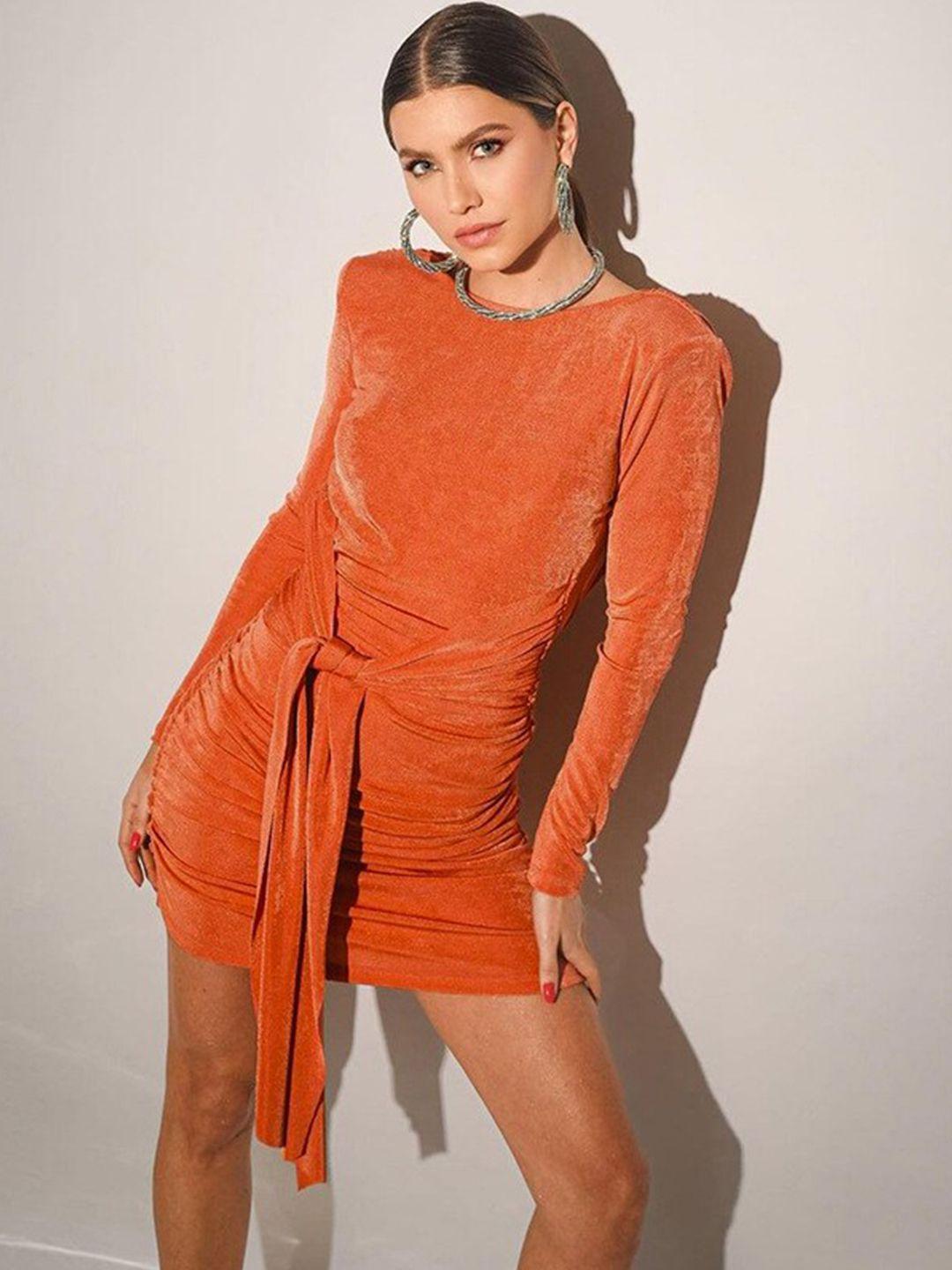 stylecast orange-coloured long sleeves bodycon mini dress