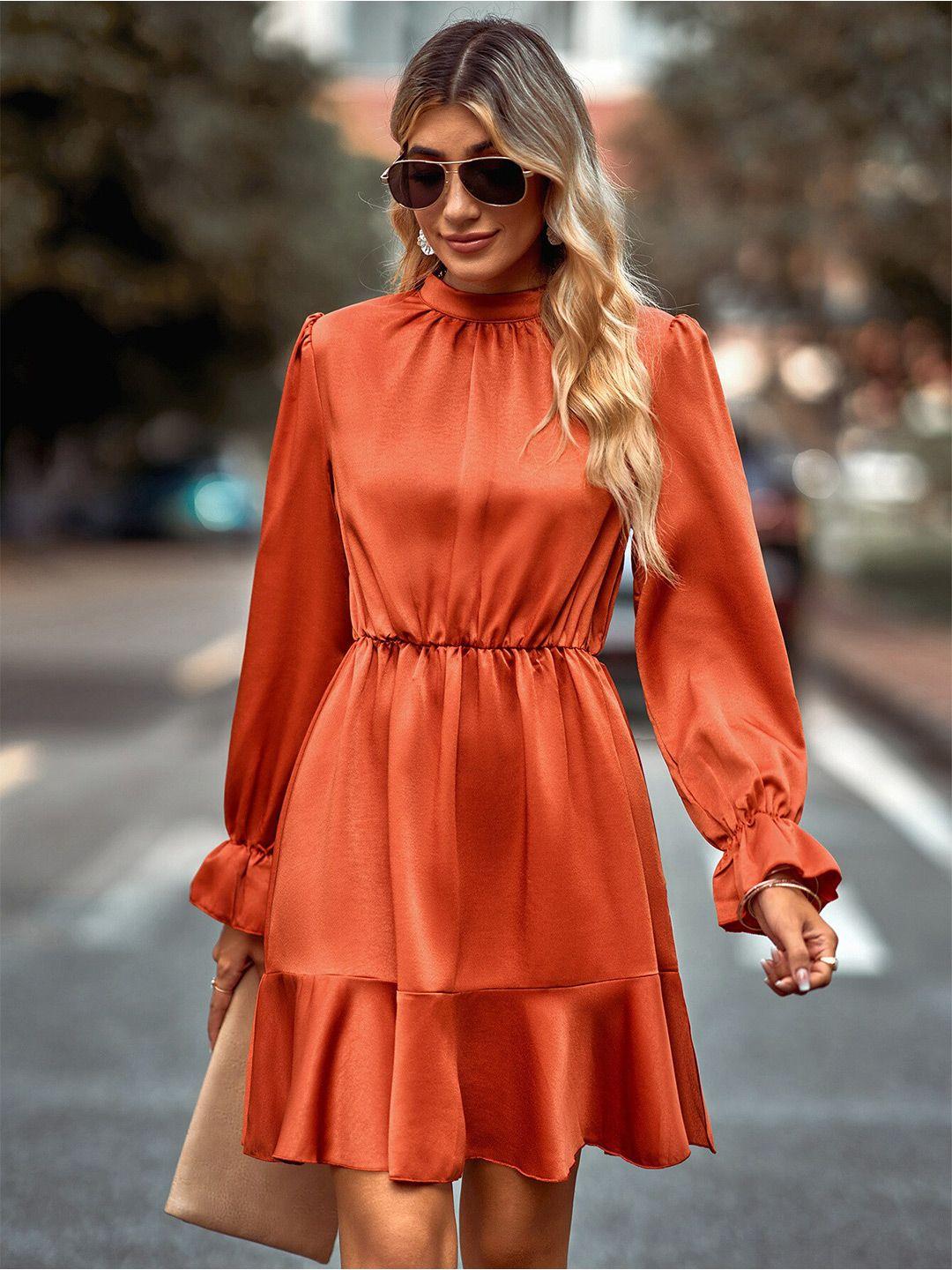 stylecast orange fit and flare dress