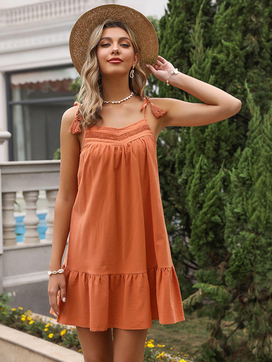 stylecast orange layered a-line dress