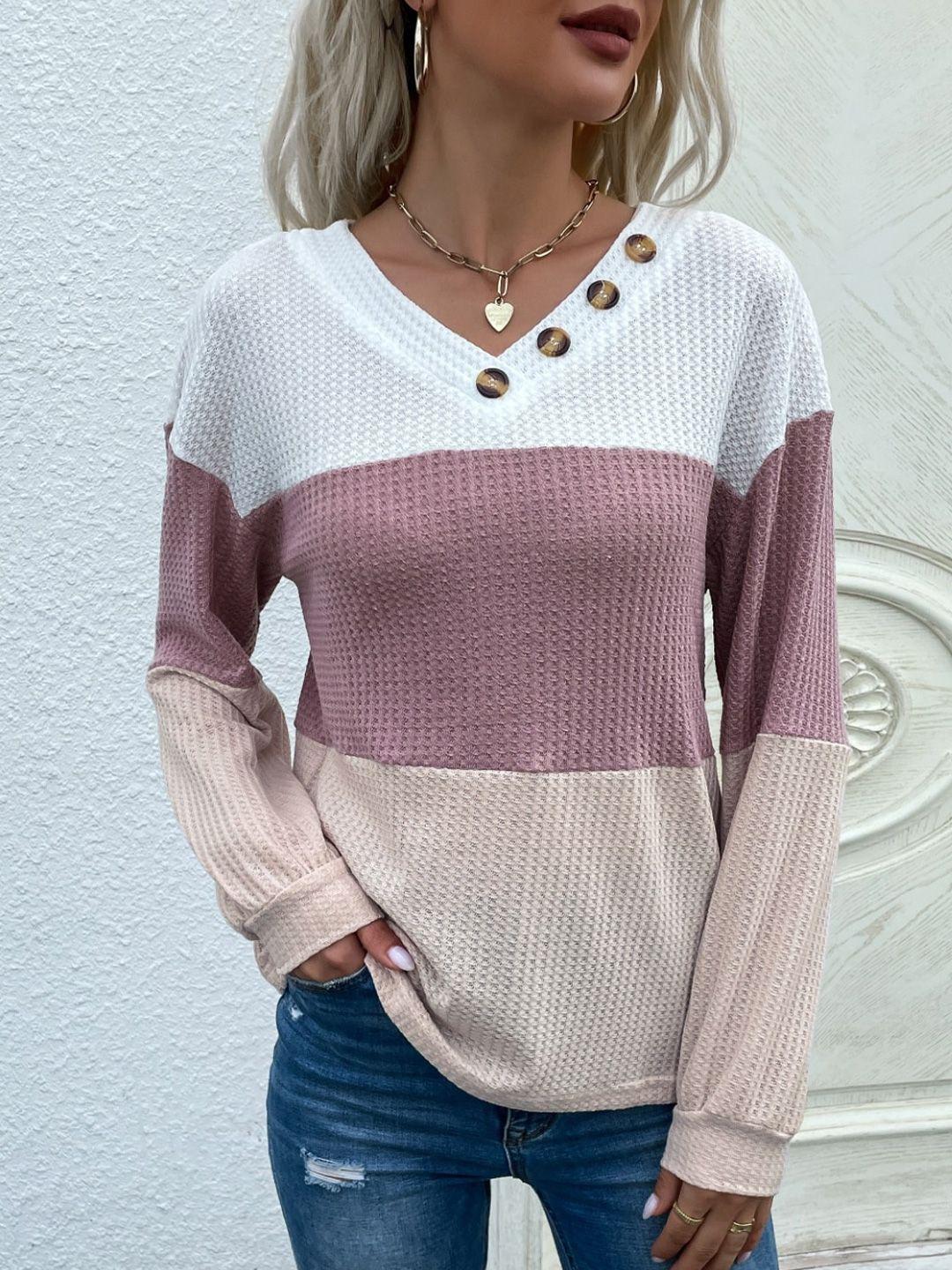stylecast pink & white colourblocked pullover