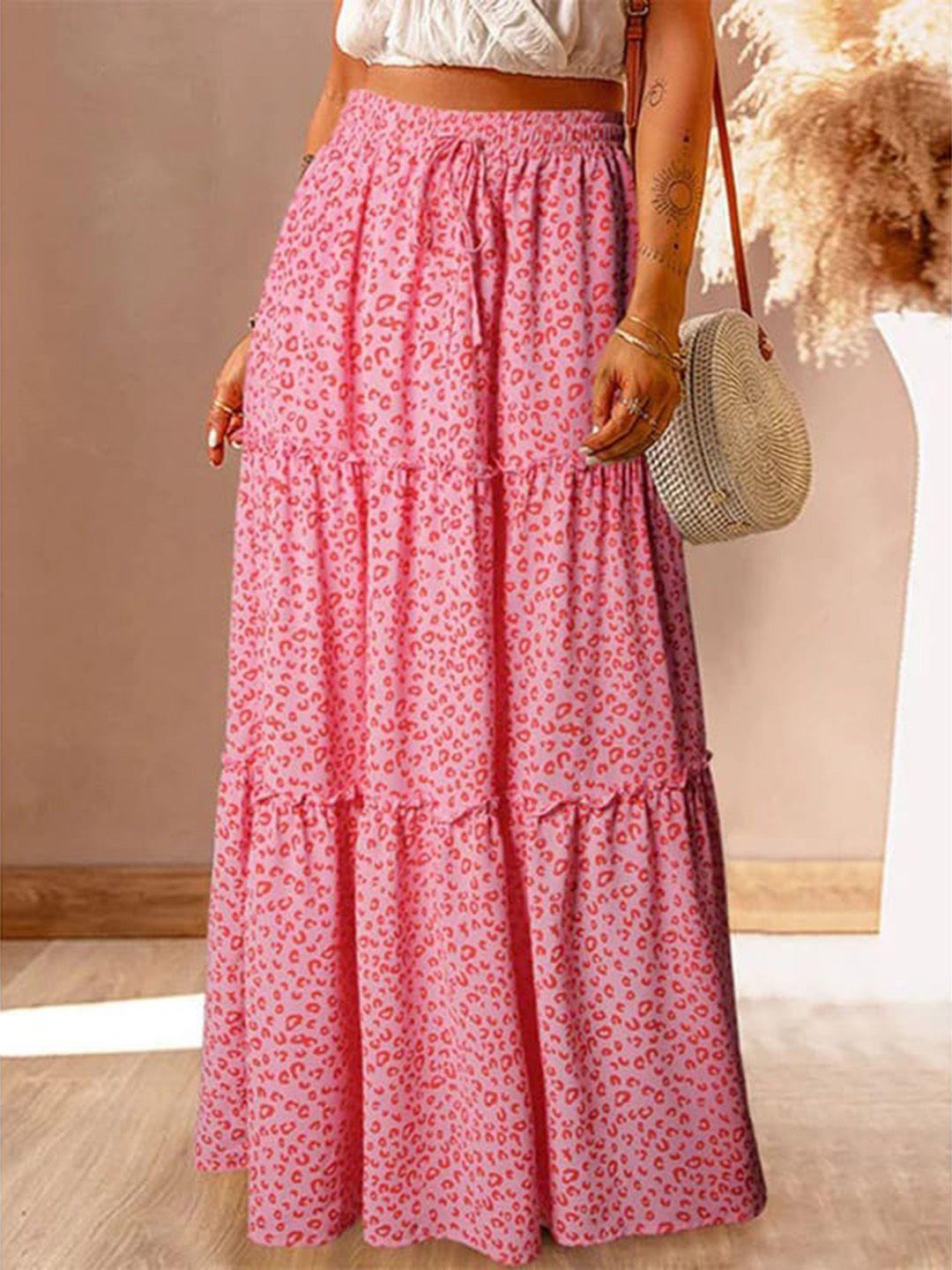 stylecast pink animal printed a-line maxi skirt