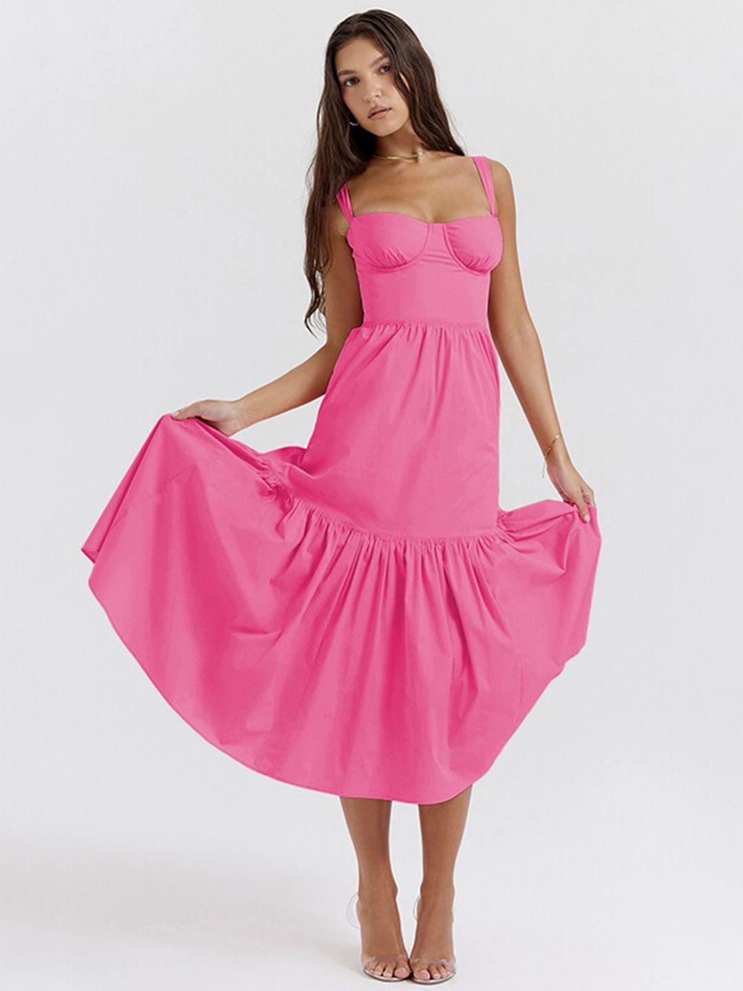 stylecast pink floral print layered a-line midi dress