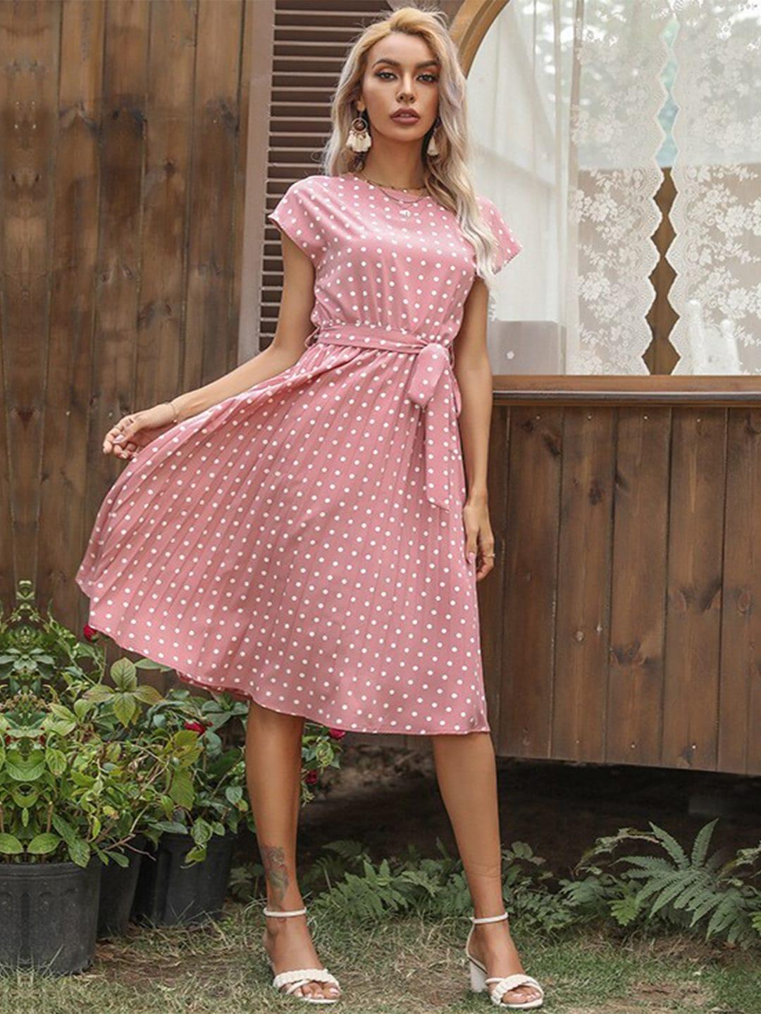 stylecast pink polka dot print midi dress